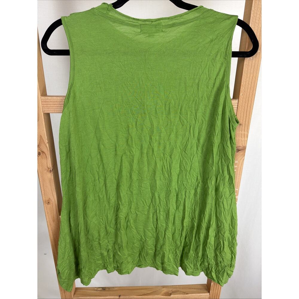 NWT Shana Green Scoop Neck Crinkle Tank Top #1121 Size SMALL - Picture 3 of 4